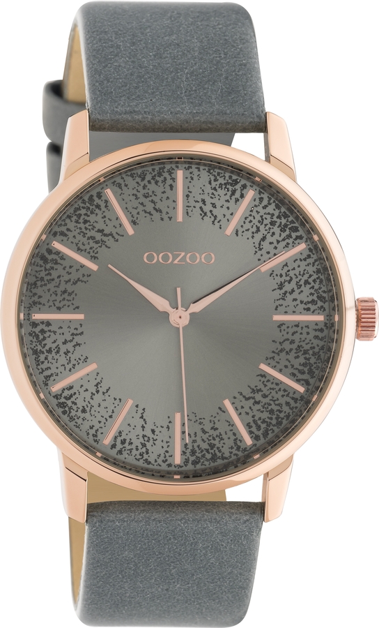 OOZOO Timepieces grey Leather Strap C10718